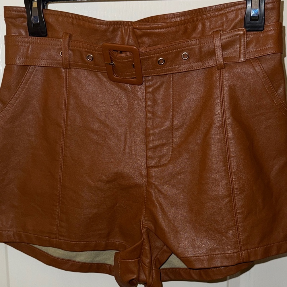 Altar'd State High Waist Tan Leather Shorts